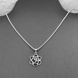 Sterling Silver Lotus OM Necklace, Silver Necklace, Lotus Necklace, Flower Necklace