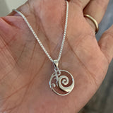 Sterling Silver Medium Round Wave Necklace, Silver Necklace, Waves Necklace, Surf Necklace