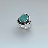 Sterling Silver Bali Style Genuine Turquoise Ring, Silver Ring, Statement Ring, Boho Ring