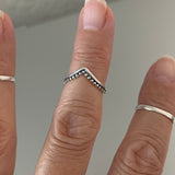 Sterling Silver V Shape With Dots Toe Ring, Midi Ring, Silver Rings