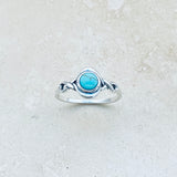 Sterling Silver Round Turquoise Ring, Boho Ring, Stone Ring, Silver Ring
