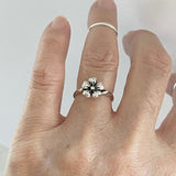 Sterling Silver Five Petals Flower Ring, Silver Ring, Boho Ring, Floral Ring