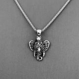 Sterling Silver Filigree Ganesha Elephant Necklace, Silver Necklace, Boho Necklace, Animal Necklace