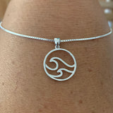 Sterling Silver Double Waves Necklace, Silver Necklace, Wave Necklace, Ocean Necklace