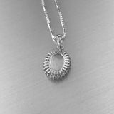 Sterling Silver Round CZ and White Lab Opal Necklace, Silver Necklace, Opal Necklace