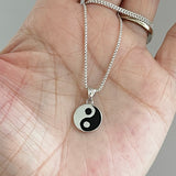 Sterling Silver Small Yin and Yang Necklace, Silver Necklace, Boho Necklace, Yoga Necklace