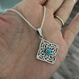 Sterling Silver Celtic Necklace, Silver Necklace, Boho Necklace, Turquoise Necklace