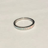 Sterling Silver White Lab Opal Band Ring, Silver Ring, Wedding Band, Opal Ring