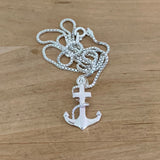 Sterling Silver Rope Wraparound Cross Anchor Necklace, Silver Necklace, Cross Necklace, Religious Necklace