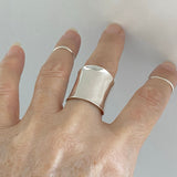 Sterling Silver Concave Cuff Ring, Statement Ring, Boho Ring, Silver Band, Silver Ring