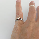 Sterling Silver Chevron Filigree Ring, Silver Ring, V Shape Ring