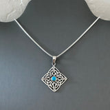 Sterling Silver Celtic Necklace, Silver Necklace, Boho Necklace, Turquoise Necklace