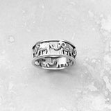Sterling Sterling Marching Elephant Ring, Silver Ring, Boho Ring, Good Luck Ring