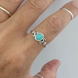 Sterling Silver Round Turquoise Ring, Silver Ring, Boho Ring, Stone Ring