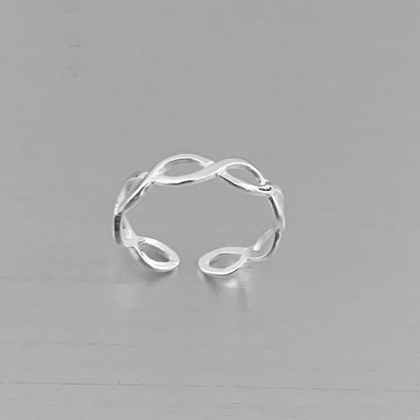 Sterling Silver Thin Braided Toe Ring, Silver Rings, Braid Ring ...