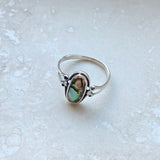 Sterling Silver Oval Abalone Ring, Silver Ring, Stone Ring, Boho Ring