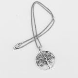 Sterling Silver Large Round Tree Of Life Necklace, Silver Necklace, Fortune Necklace, Tree Necklace
