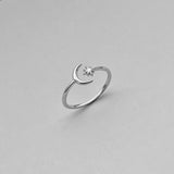 Sterling Silver Dainty Moon and Twinkle Star Ring, Delicate Ring, Silver Ring, Moon Ring