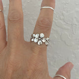Sterling Silver 3 Plumeria Ring, Flower Ring, Silver Ring, Hawaii Ring, Boho Ring