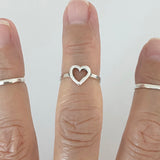 Sterling Silver Adjustable Heart Toe Ring, Silver Rings, Love Ring