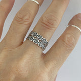 Sterling Silver Eternity Rose Ring, Silver Ring, Flower Ring, Stackable Ring