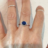 Sterling Silver Round Blue Sapphire CZ Ring, Wedding Ring, Engagement Ring, Silver Ring