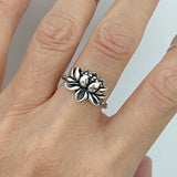 Sterling Silver Blooming Lotus Ring, Flower Ring, Spirit Ring, Boho Ring