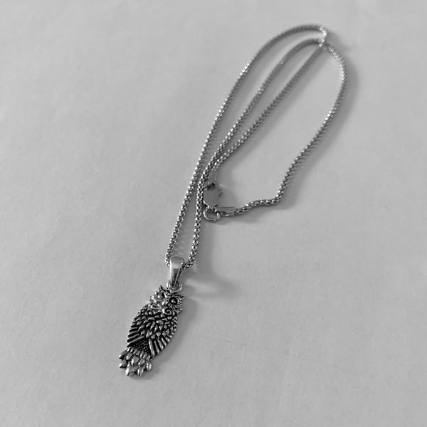 Sterling Silver Great Horned Owl Necklace, Silver Necklace, Bird Necklace, Religious Necklace