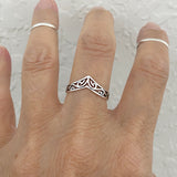 Sterling Silver Chevron Filigree Ring, Silver Ring, V Shape Ring