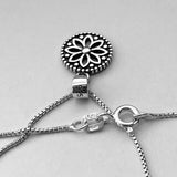 Sterling Silver Small Mandala Necklace, Silver Necklace, Flower Necklace, Boho Necklace