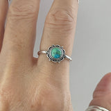 Sterling Silver Mandala Genuine Turquoise Ring, Silver Ring, Flower Ring, Boho Ring