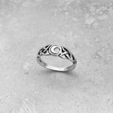 Sterling Silver Celtic and Moon Ring, Celtic Ring, Boho Ring, Silver Ring