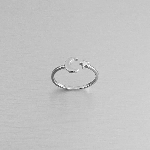 Sterling Silver Moon and Star Ring, Silver Ring, Moon Ring, Boho Ring ...