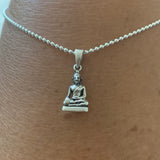 Sterling Silver Small Buddha Necklace, Silver Necklace, Boho Necklace, Yoga Necklace