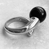 Sterling Silver with Black Onyx Statement Ring, Silver Rings, Onyx Ring