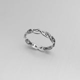 Sterling Silver Weave and Dots Ring, Silver Ring, Weave Ring