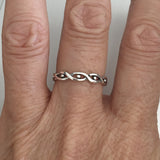 Sterling Silver Weave and Dots Ring, Silver Ring, Weave Ring