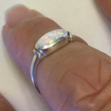 Sterling Silver White Lab Opal Ring, Silver Ring, Opal Ring, Dainty Ring