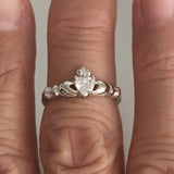 Sterling Silver CZ Heart Claddagh Toe Ring, Silver Ring, Midi Ring, Pinky Ring, Irish Ring