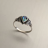 Sterling Silver Abalone Teardrop Stone Ring, Silver Ring, Rings