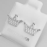 Sterling Silver CZ Crown Earrings, CZ earrings, Princess Earrings, Silver Earrings