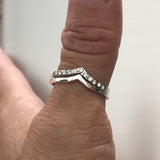 Sterling Silver Chevron CZ Ring, Silver Ring, V Shape Ring