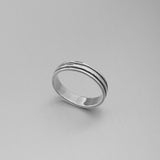 Sterling Silver Band Ring with Two Stripes, Silver Ring, Wedding Band