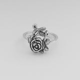 Sterling Silver Rose Ring with Branches and Leaves, Silver Ring, Rings