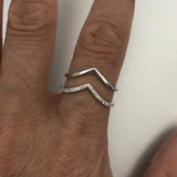 Sterling Silver V Shape CZ Ring, Silver Ring, V Shape Ring, Stackable Ring
