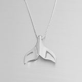Sterling Silver Whale Tail Necklace, Silver Necklace, Whale Necklace, Fish Necklace