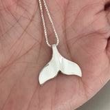 Sterling Silver Whale Tail Necklace, Silver Necklace, Whale Necklace, Fish Necklace