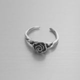 Sterling Silver Adjustable Rose Toe Ring, Boho Ring, Silver Ring, Flower Ring, Rose Ring