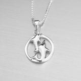 Sterling Silver Playing Dolphins Necklace, Silver Necklace, Fish Necklace