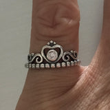 Sterling Silver Crown CZ Toe Ring, Silver Ring, Crown Ring, Princess Ring